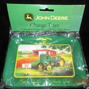 Vintage John Deere Metal Advertisement Change Small Trays Set of 4 LA D B 4020